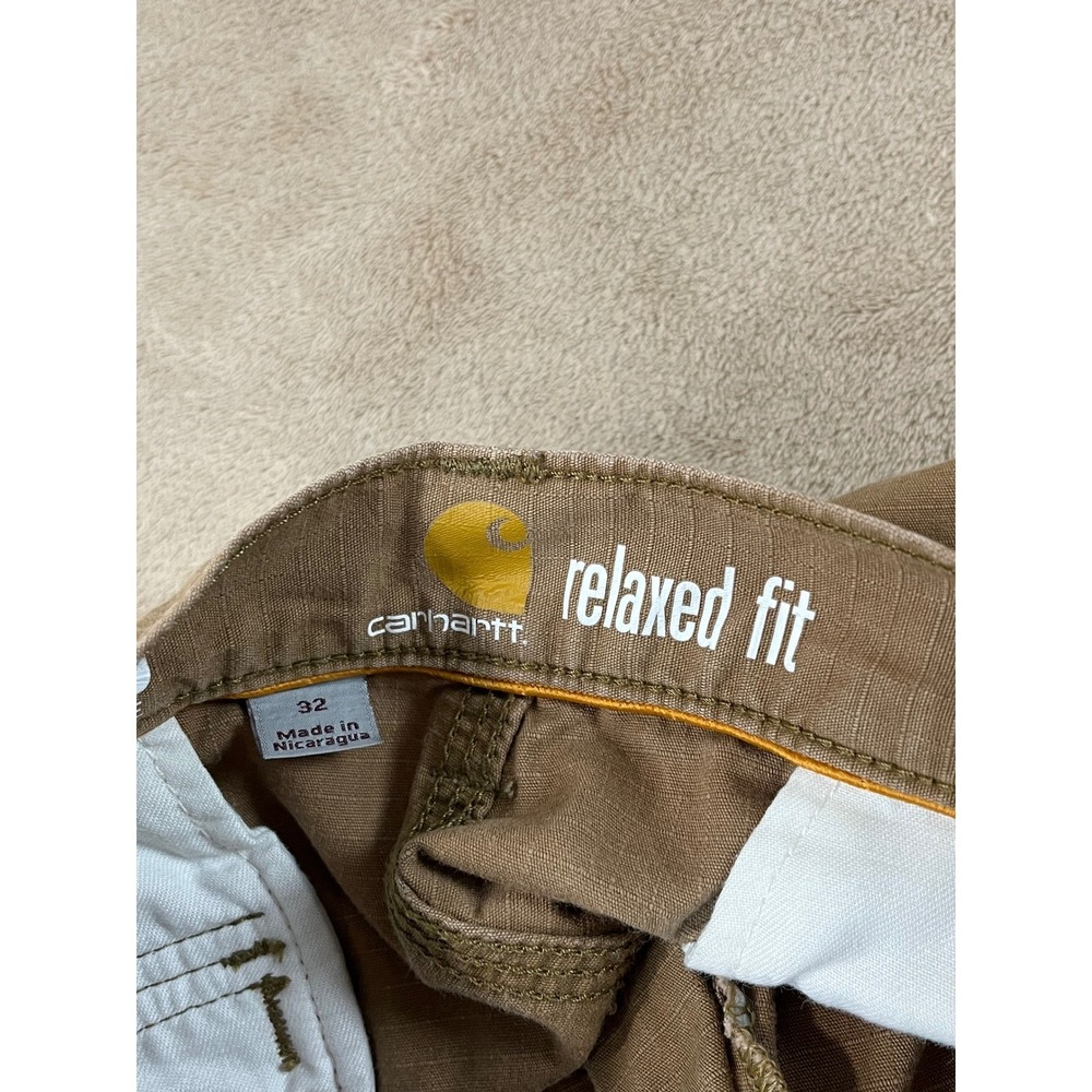 Carhartt Cargo Shorts Men's 32 Khaki Cotton Stretch  Relaxed Fit Work-wear EUC - Picture 2 of 8